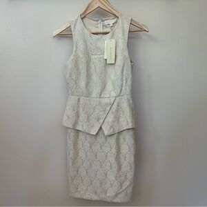 Miss Me Cream Lace Peplum Mini Dress